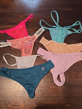 ​Knotty Knickers Thong & Panty Bundle Size Small - Mixed Colors & Styles (7 Pair